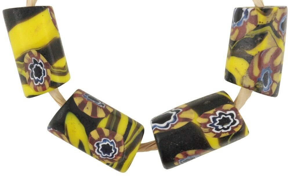 African trade beads antique Millefiori Venetian glass beads Murano mosaic Ghana - Tribalgh