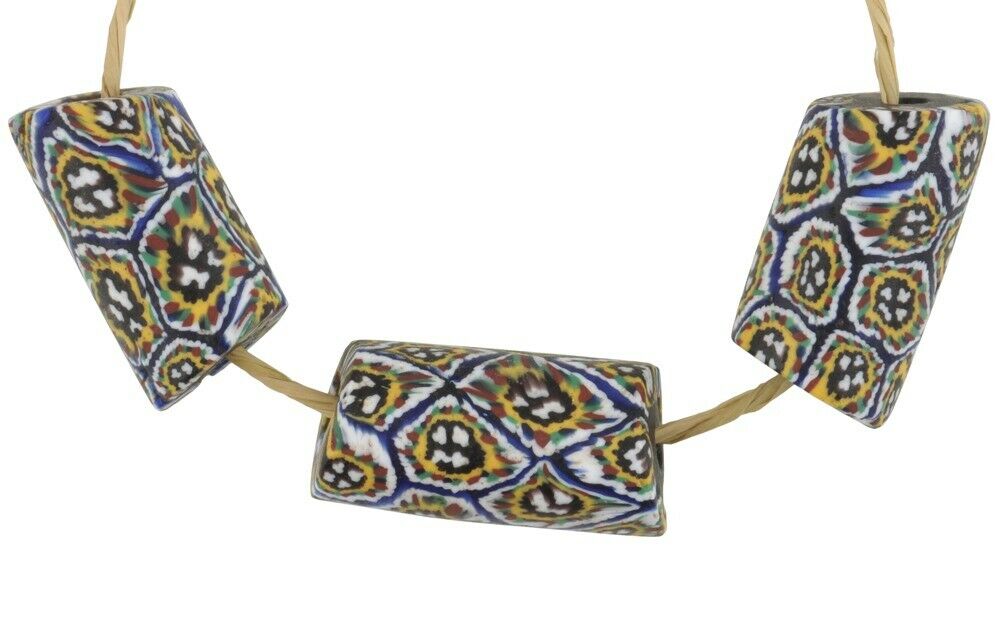 Rare African trade beads old millefiori Venetian mosaic glass matching Ghana - Tribalgh
