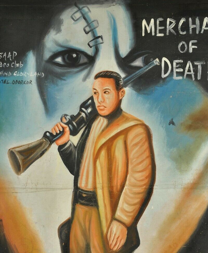 Hand painted Cinema Movie poster African Flour sacks canvas MERCHANT OF DEATH - Tribalgh