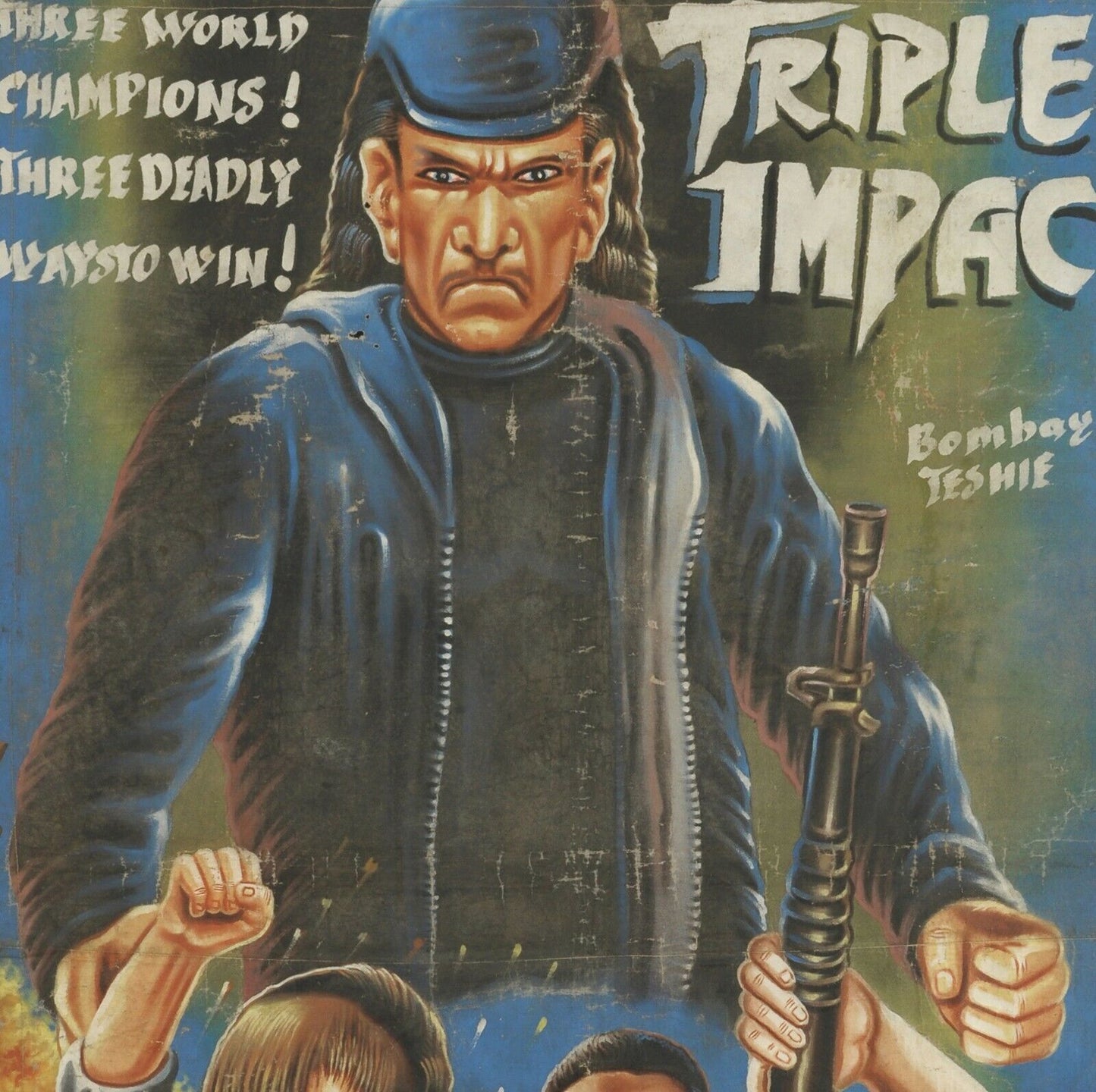 Movie poster African oil hand painted cinema interior design Ghana Triple Impact - Tribalgh