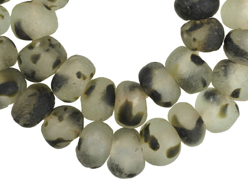 African trade handmade beads Krobo recycled powder glass translucent necklace XL - Tribalgh