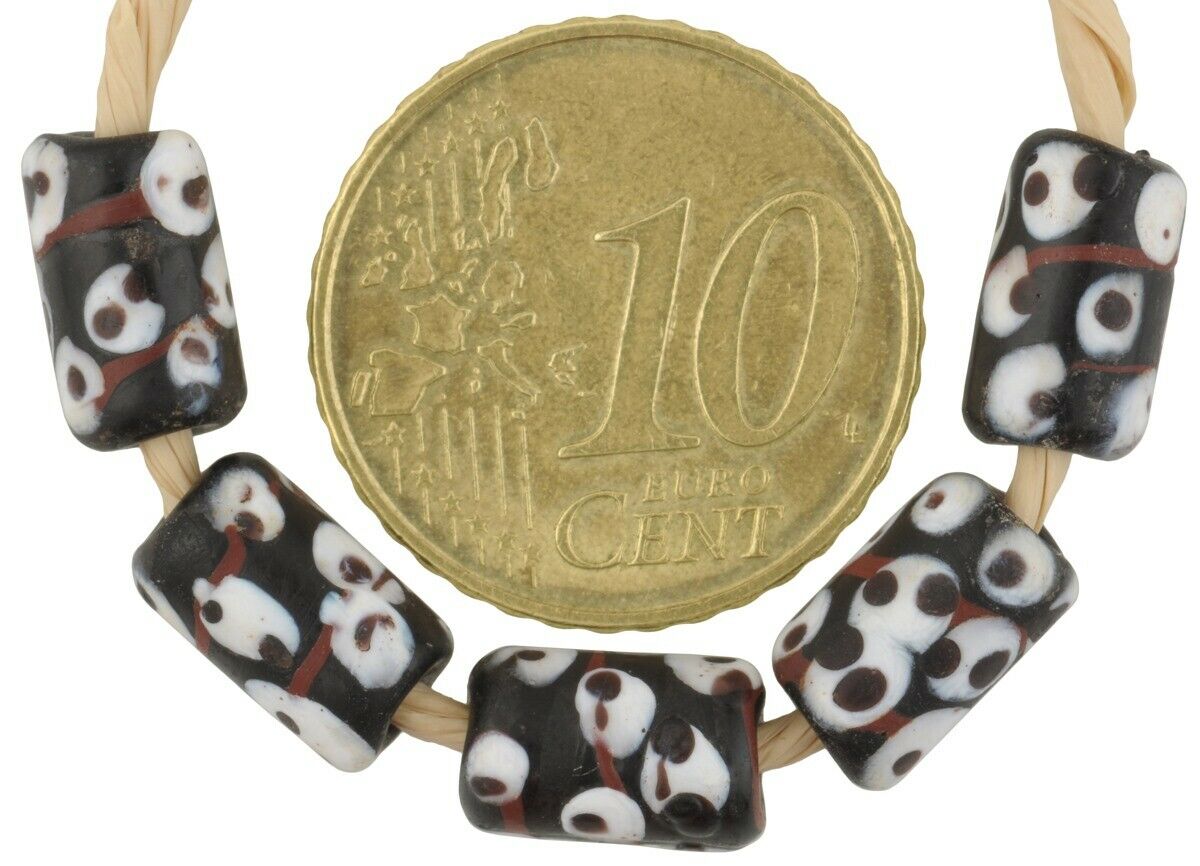 Old Venetian glass beads antique African trade wound lampwork Fancy Baby Ghost - Tribalgh