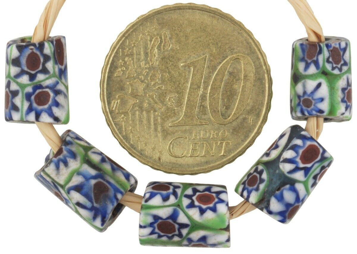 Antique Millefiori Venetian Glass Beads African Trade Old Rare Murano Mosaic - alternate view