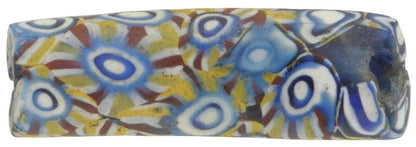 Seltene afrikanische Handelsperle alte tafelförmige Ellbogen Millefiori Venezianische Mosaik Glasperle - Tribalgh