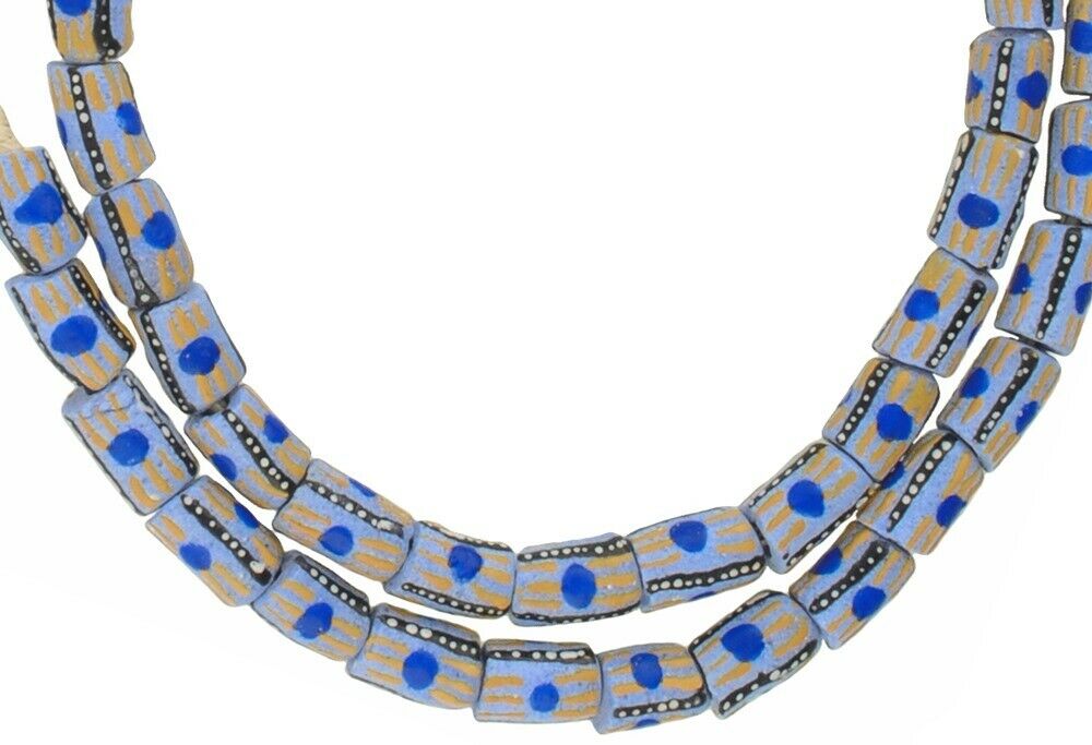 Krobo beads recycled powder glass handmade tribal ethnic African trade necklace - Tribalgh