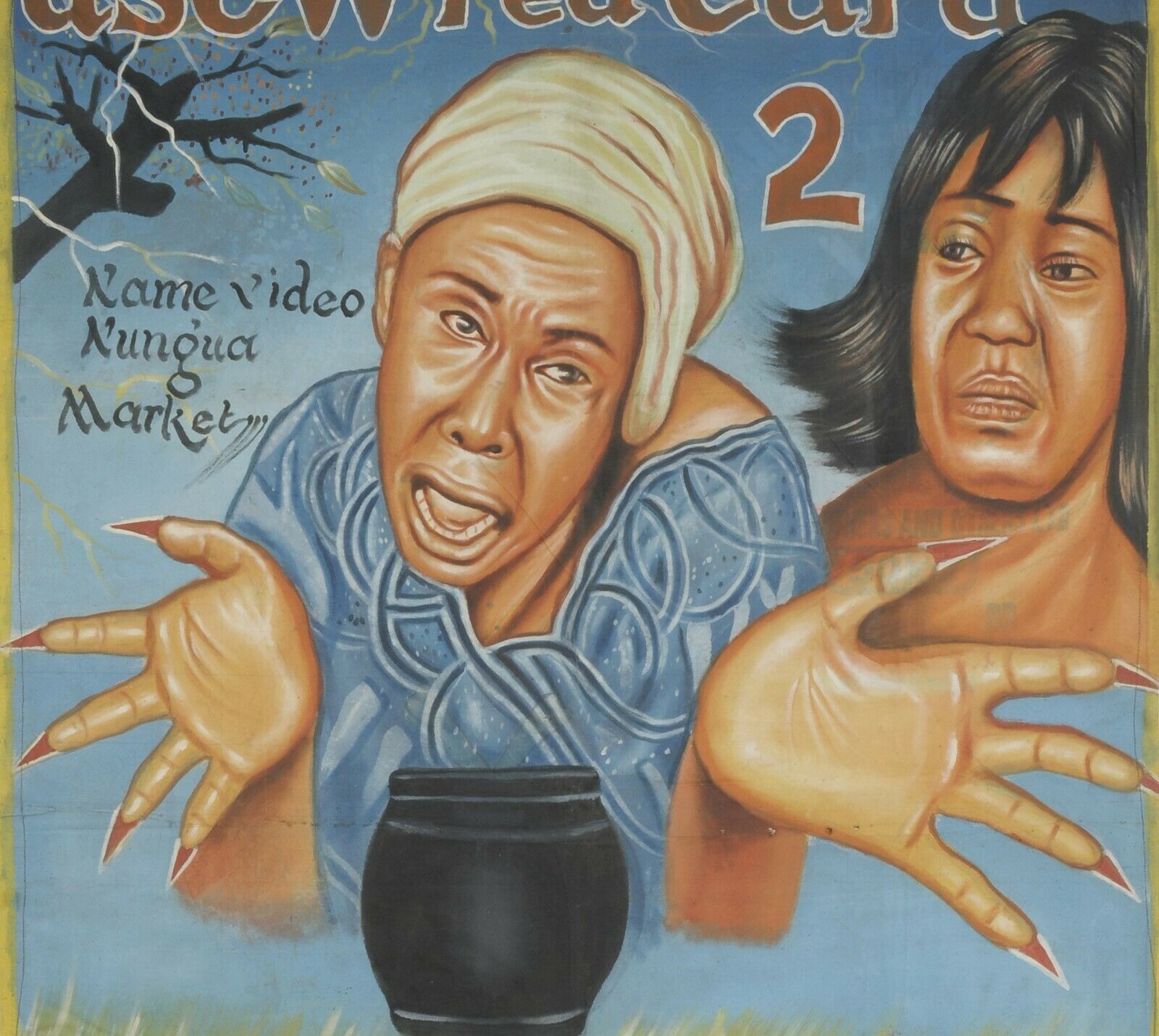 Αφίσα κινηματογραφικής ταινίας Γκάνα Αφρικανική Μοντέρνα Τέχνη ζωγραφισμένος στο χέρι καμβάς ASEW RED CARD 2 - Tribalgh