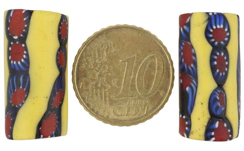 Antique African trade beads old millefiori Venetian glass Murano mosaic rare - Tribalgh