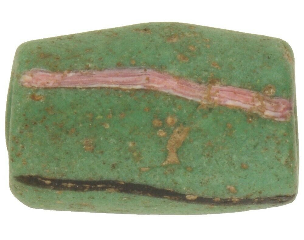 Antique Akoso powder glass bead old African trade Krobo large green authentic - Tribalgh