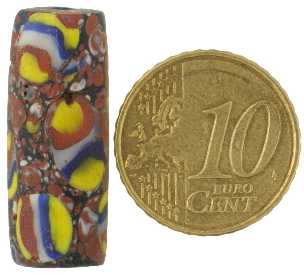 Rare African Trade Bead Old Millefiori Venetian Mosaic Glass Bead Large Ghana - alternate view
