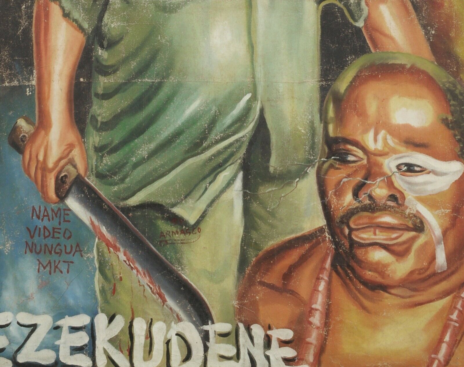Kinofilmplakat Ghana Afrikanische Handfarbe Kunstleinwand schwarze Magie EZEKUDENE - Tribalgh