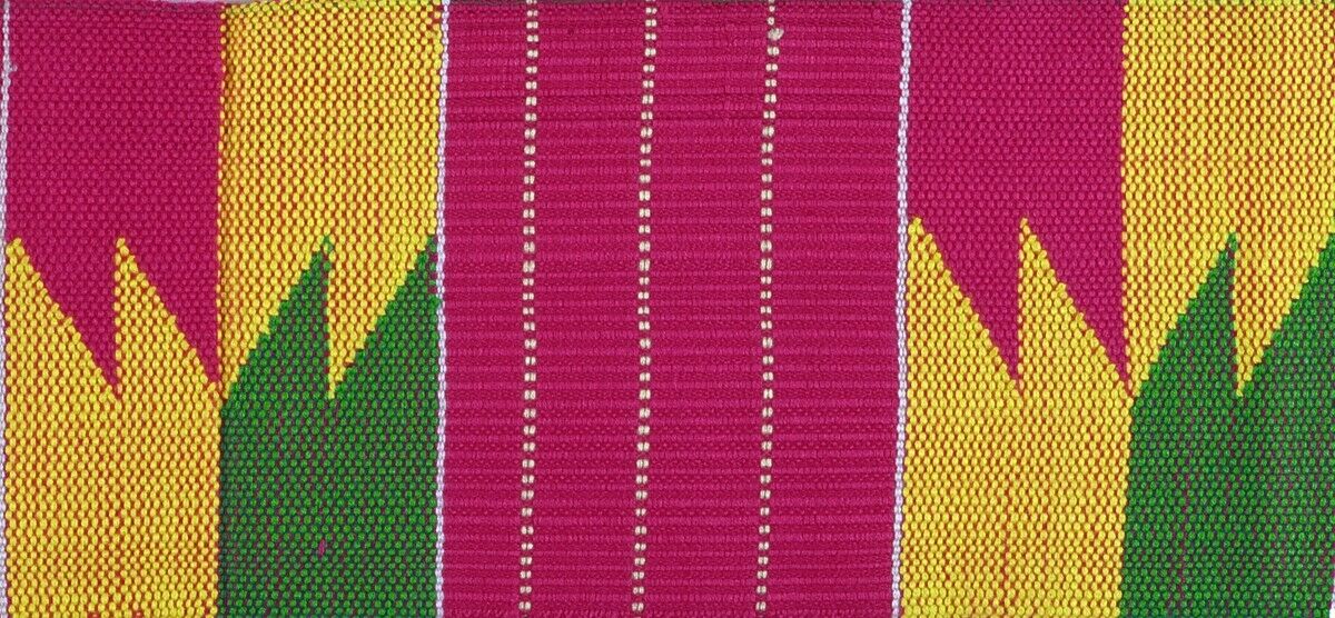 Kente Stole Ghana African Cloth Handwoven Scarf Ashanti Fabric New Sash - zoomed-in detail