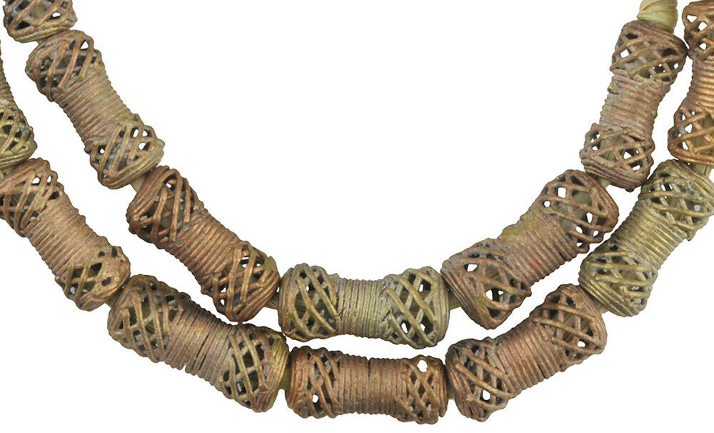 Brass beads handmade Ashanti Akan lost wax African trade Ghana bronze casting - Tribalgh