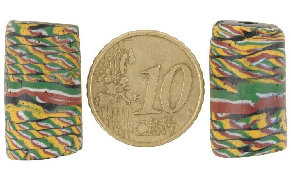 African Trade Beads Banded Kente Venetian Glass Beads Large Lampwork Ghana Trade - alternate view