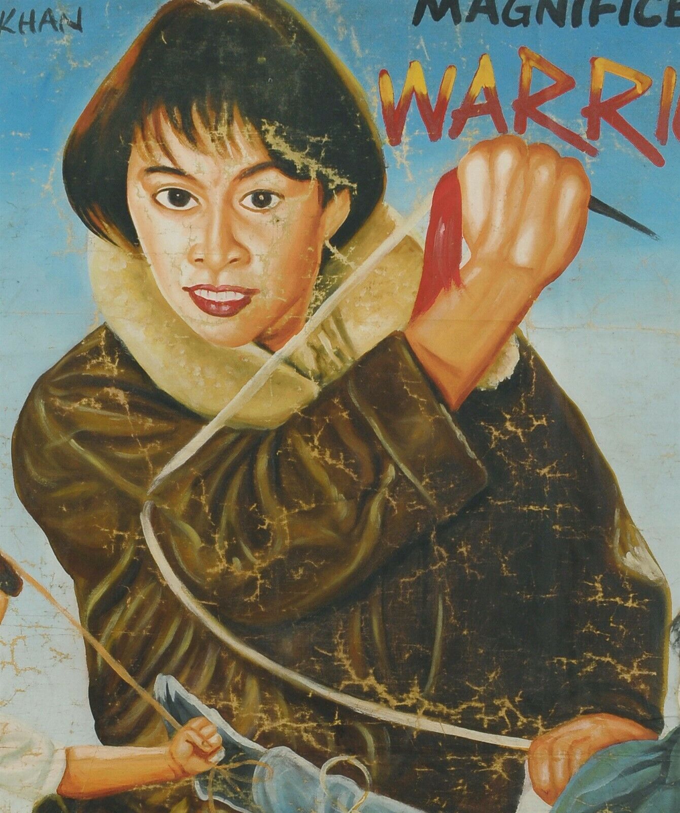 Cartel de la película Ghana pintura a mano Arte Popular Africano cine Magníficos Guerreros - Tribalgh