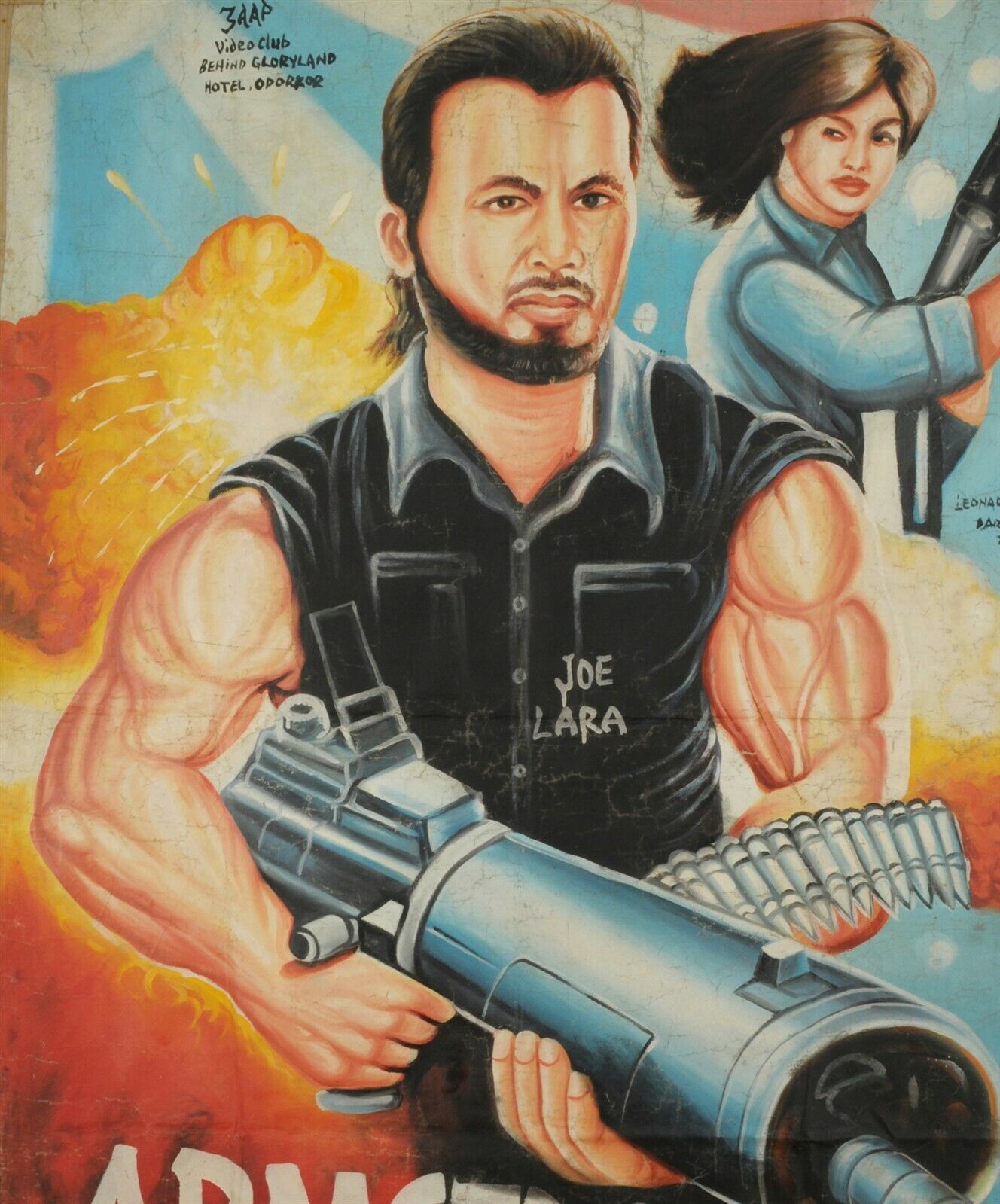 Cartel de película de cine de Ghana pintado a mano Saco de harina africano ARMSTRONG - Tribalgh