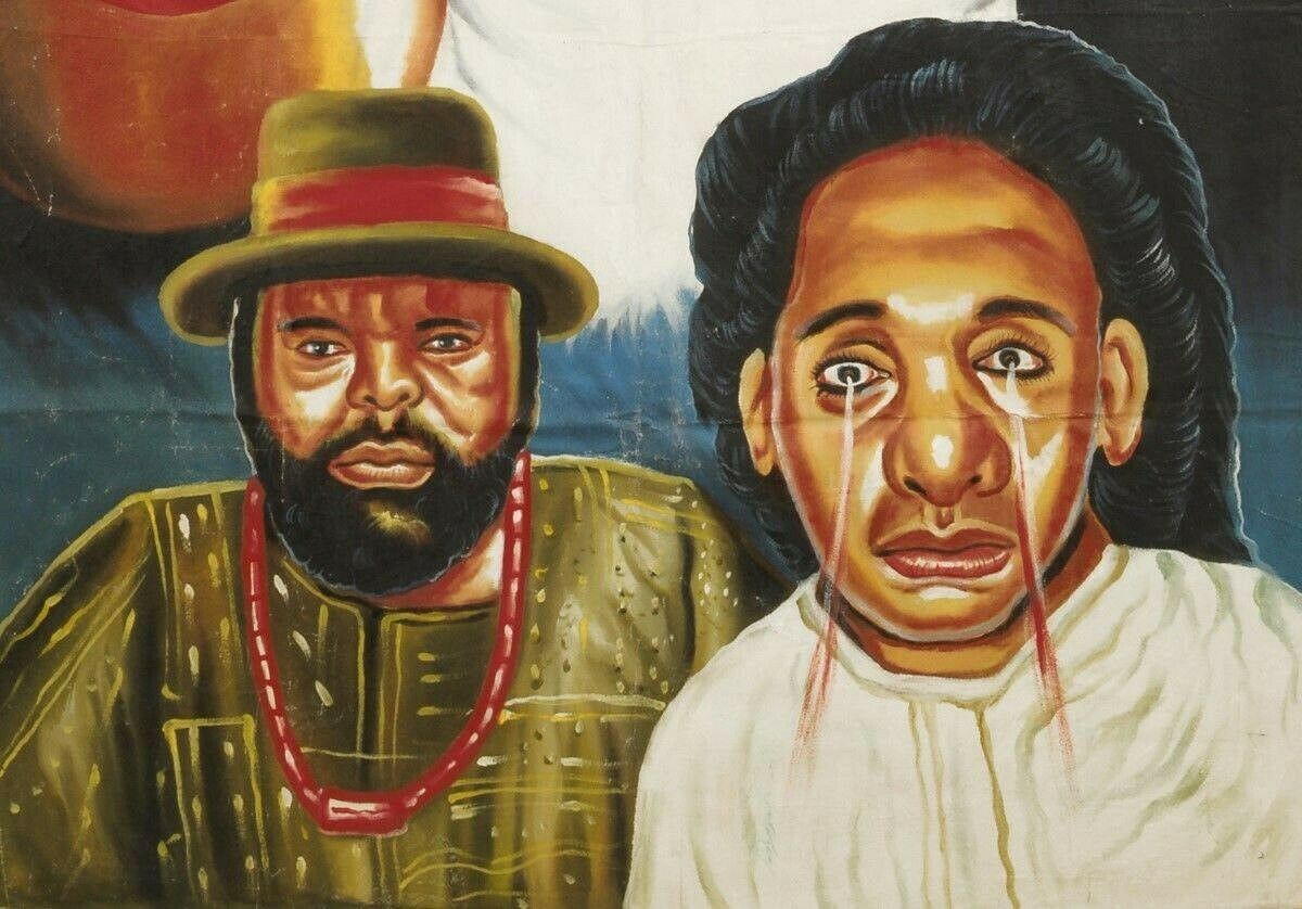 Ghana Movie Cinema poster African oil painting Flour sack hand painted Riches 1 - Tribalgh