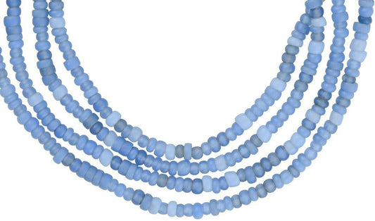 Old Venetian Blue Tiny Seed Glass Trade Beads – 2‑3 mm Strand