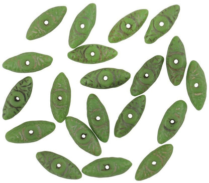 Old African Trade Beads Bohemian Czech Molded Glass Beads Green Spacers Ghana - alternate view
