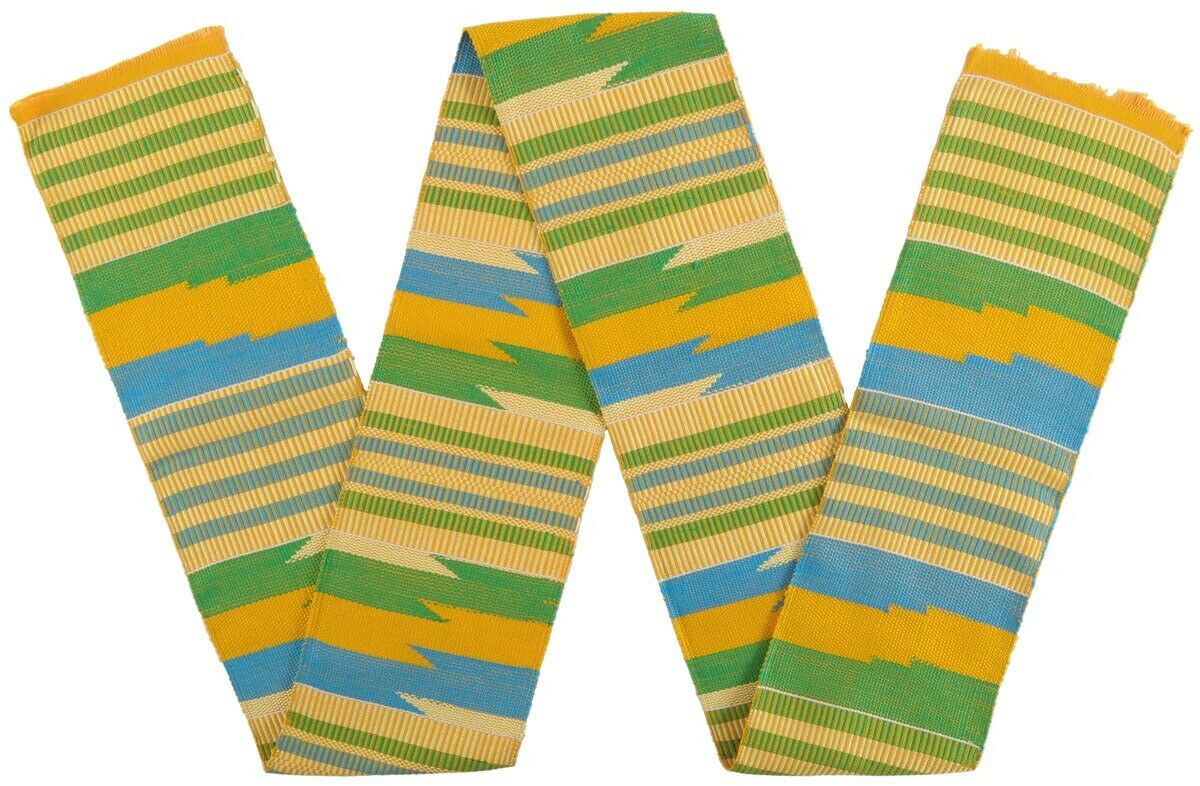 Authentic handwoven Kente Ghana fabric hand weaving cloth scarf stole African - Tribalgh