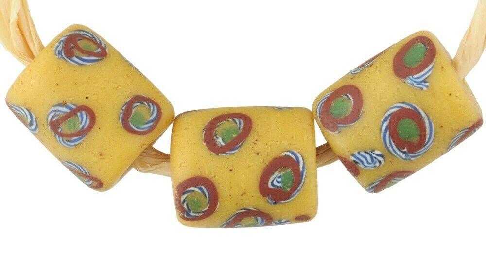 Old African trade beads Eye Venetian glass beads Fancy lampwork Ghana trade - Tribalgh