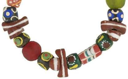 Powder glass recycled beads handmade Krobo African trade bracelet stretched - Tribalgh