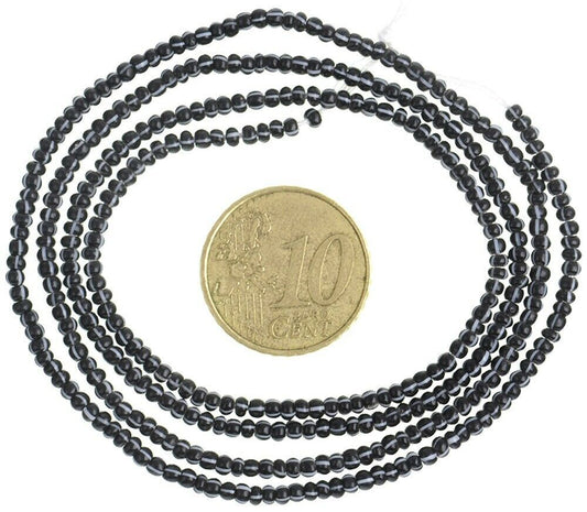 Antique Venetian 2 mm Tiny Striped Black Seed Trade Beads – Old Drawn Strand
