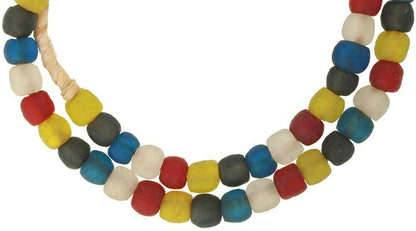 Powder glass recycled beads handmade Krobo translucent necklace African trade - Tribalgh