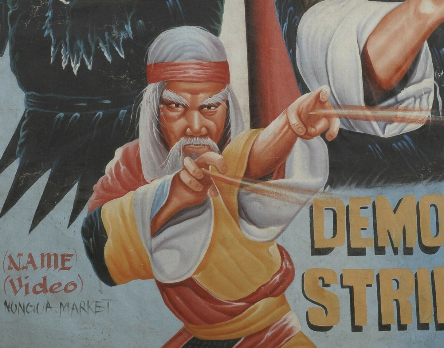 Demon Strike Movie Poster - Authentic Ghanaian Hand-Painted Art - close-up