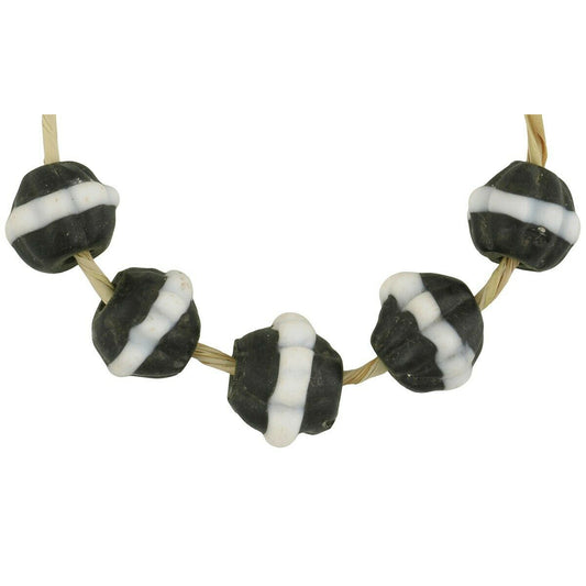 Beautiful Antique Dog Tooth Venetian Lampwork Beads - 9-10mm - Tribalgh