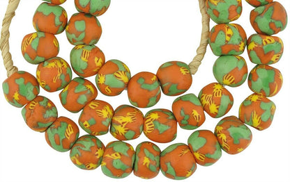 African Beads recyceltes geschmolzenes Glas Afrikanische Stammes-Halskette Ghana getrommelt - Tribalgh