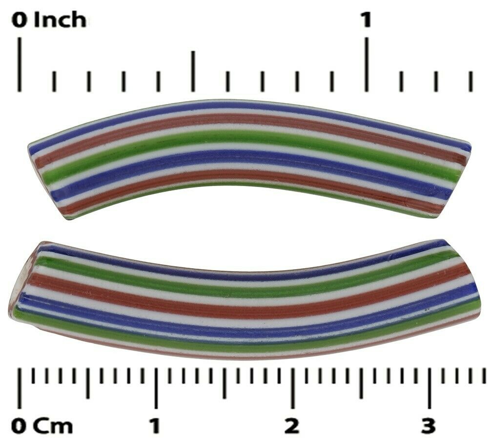 Antiche perle di vetro chevron veneziane 4 strati gomito commercio africano Ghana - Tribalgh