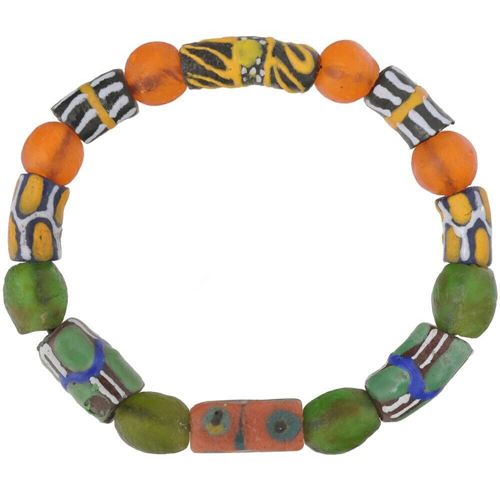 Pulsera estirada de comercio africano de cuentas de vidrio hechas a mano Krobo - Tribalgh