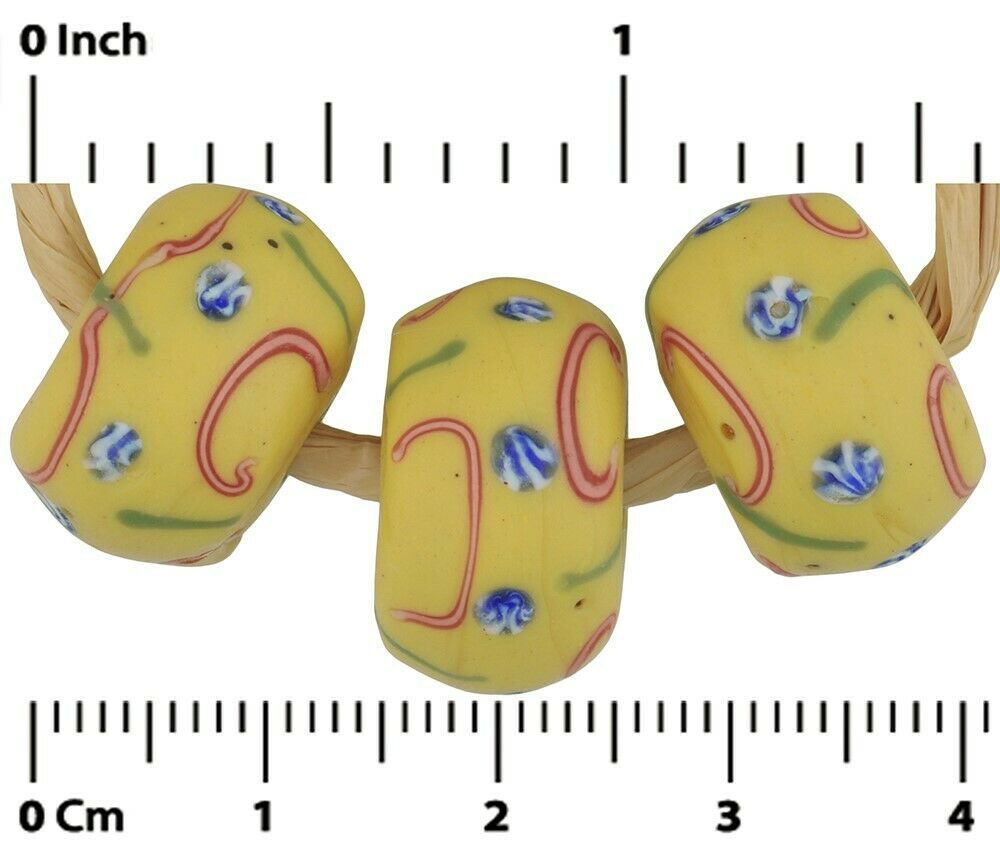 Perle di vetro antiche Fantasia lume veneziano Ghana Commercio africano - Tribalgh