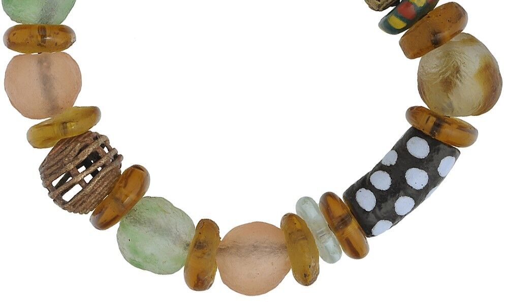 Handmade glass brass beads African ethnic bracelet - Tribalgh