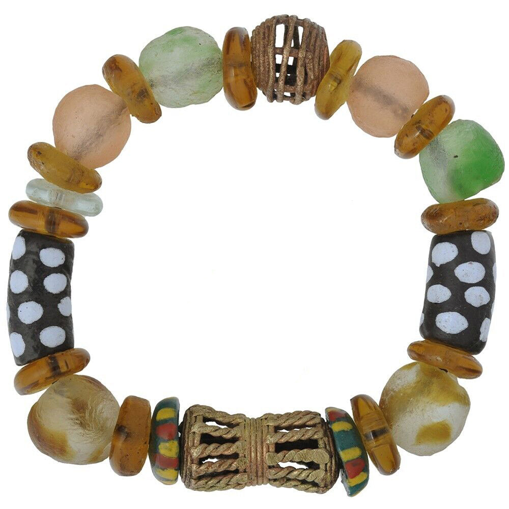 Handgefertigtes afrikanisches ethnisches Armband aus Glas-Messingperlen
