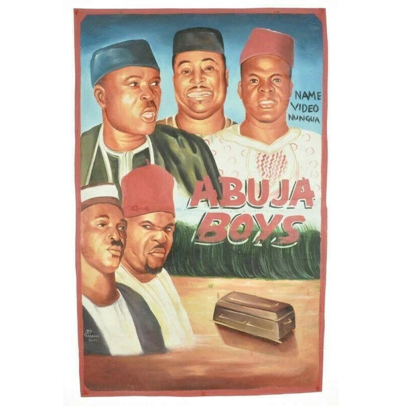 Ghana Cinema Movie poster Africano dipinto a mano sacco di farina su tela Arte ABUJA BOYS - Tribalgh
