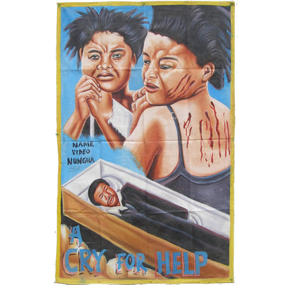 Carteles de película de Ghana un grito de ayuda pintura a mano arte africano SD-14474