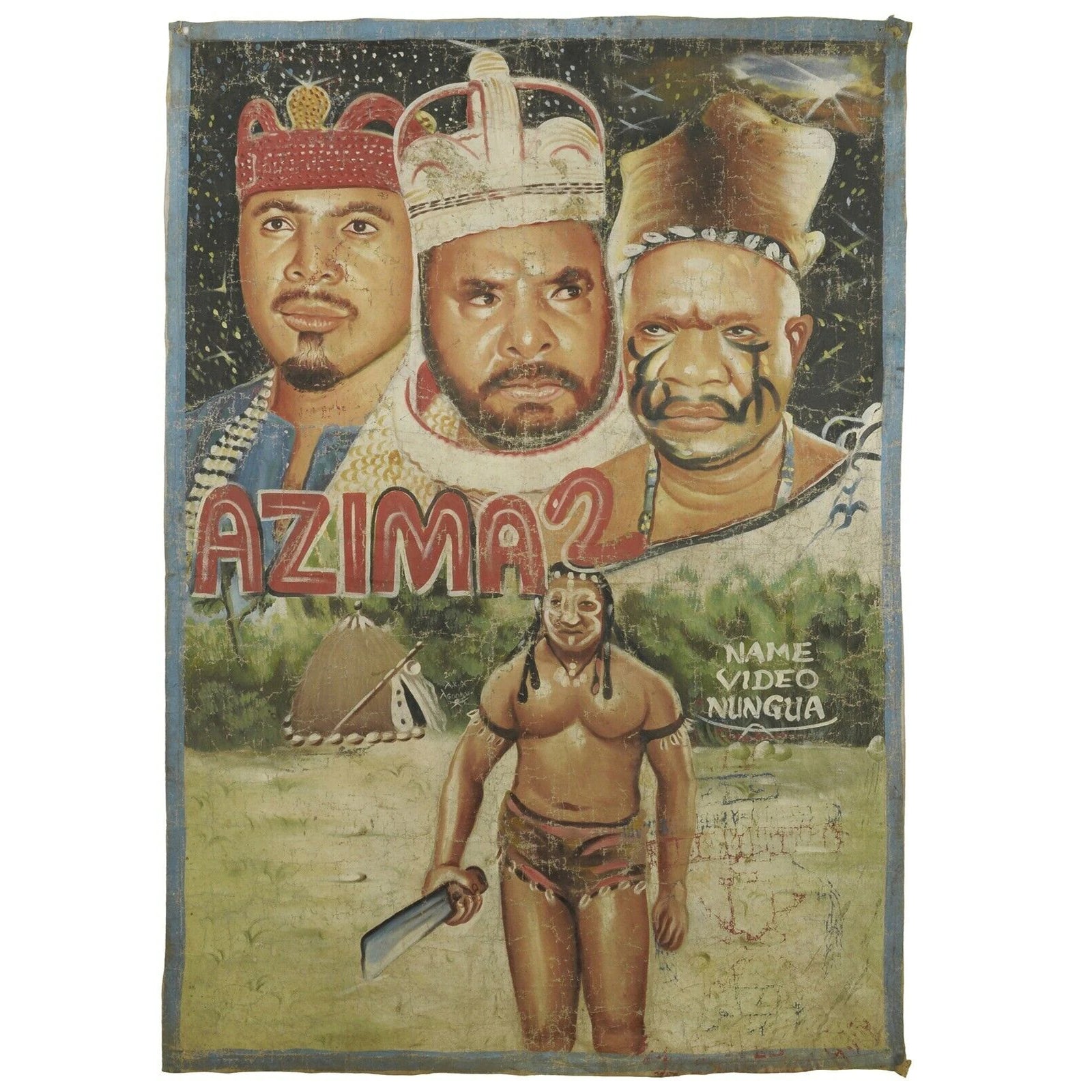 Hand painted Movie Cinema poster Ghana African Art flour sack canvas Art Azima 2 - Tribalgh