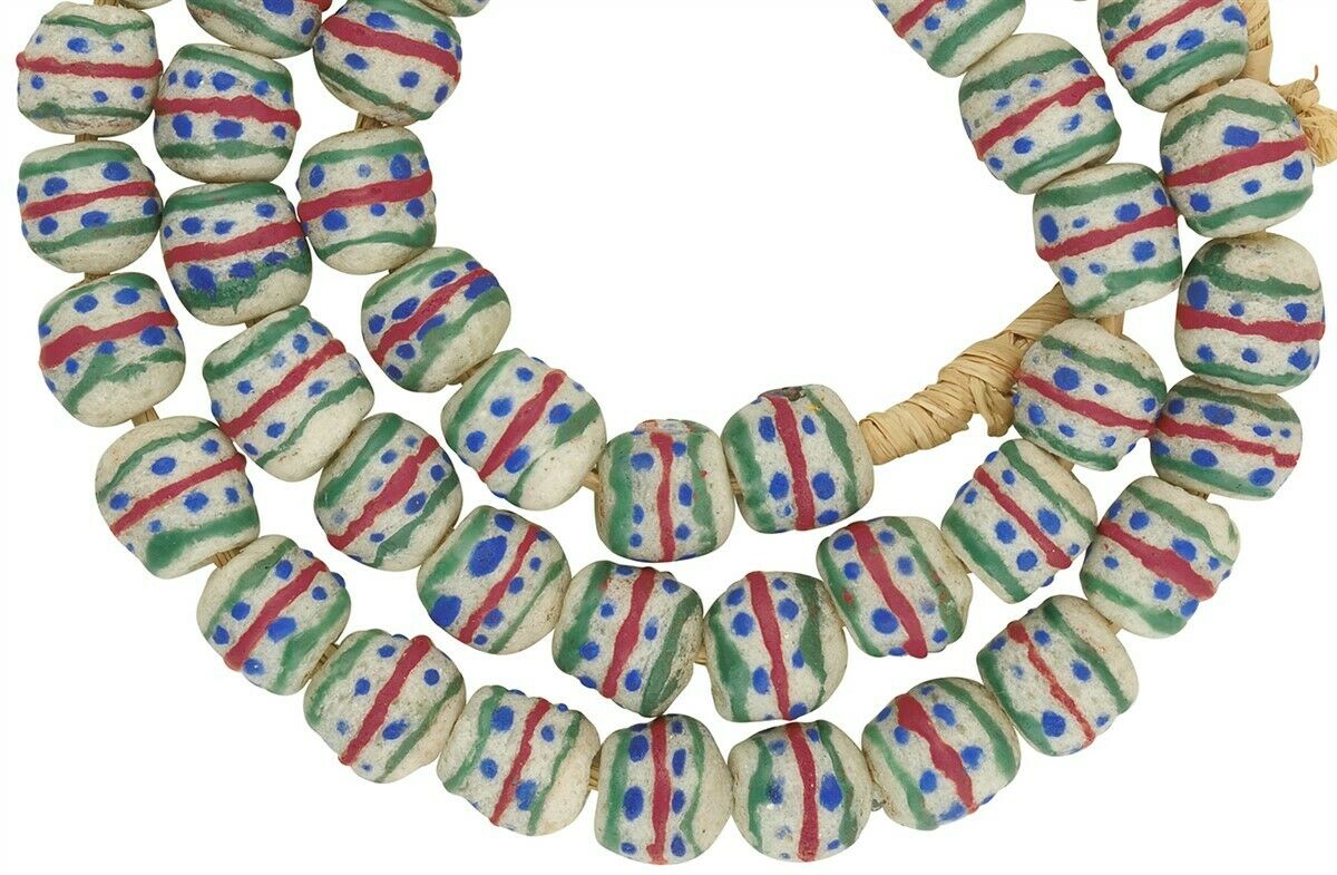 Afrikanische Perlen recyceltes Glaspulver Ghana Schmuck Tribal Halskette - Tribalgh