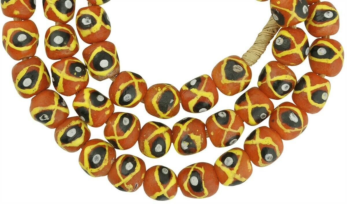 African handmade beads recycled glass powder necklace Ghana - Tribalgh