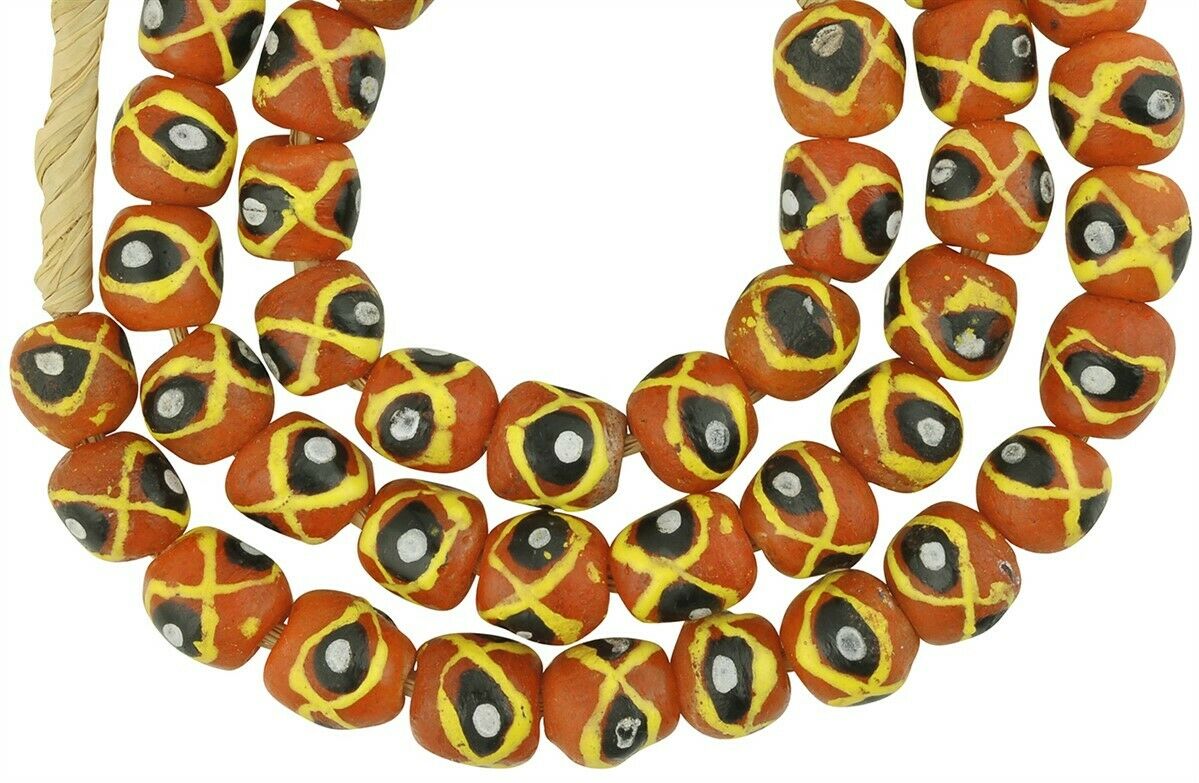 African handmade beads recycled glass powder necklace Ghana - Tribalgh
