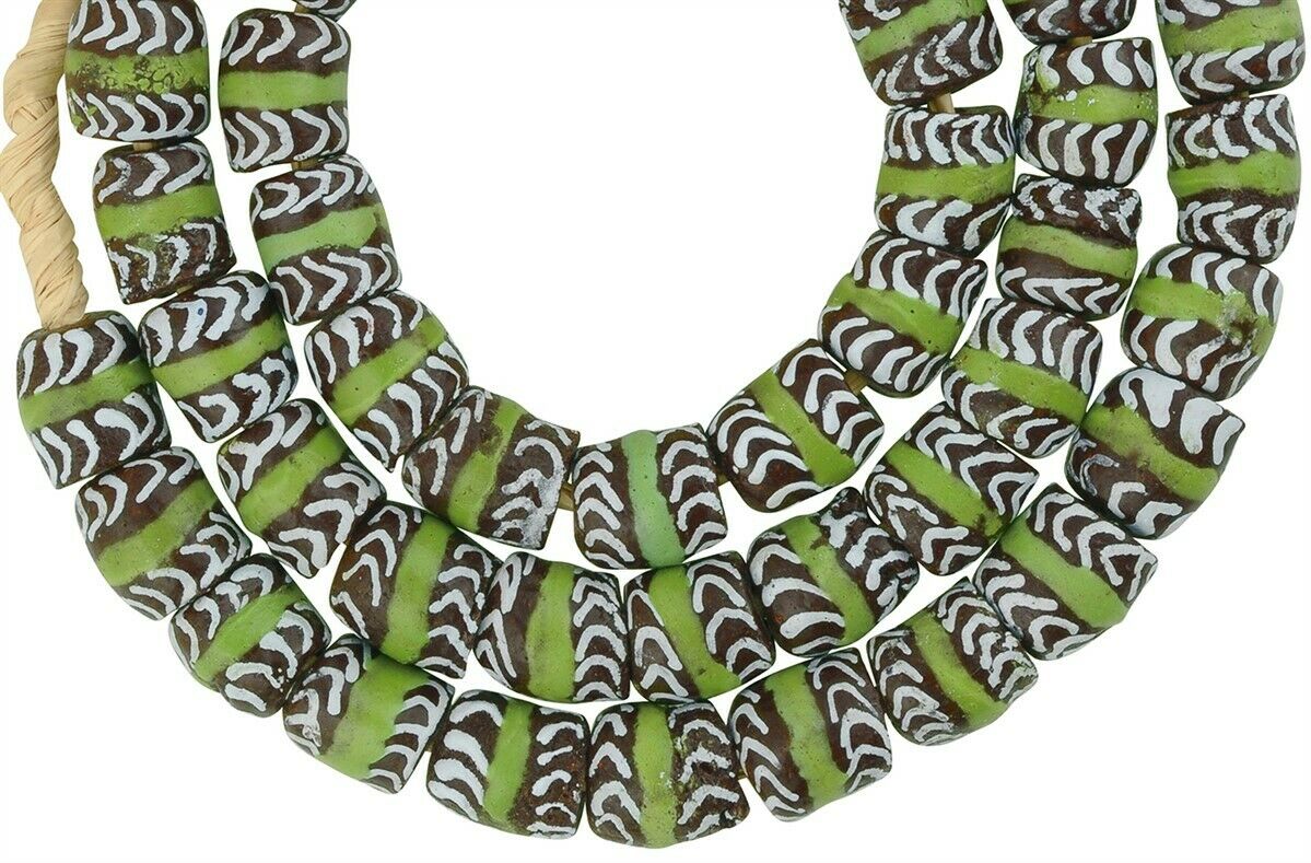 Krobo handgemachte Perlen recyceltes Glas Afrikanische Halskette Ghana Schmuck - Tribalgh