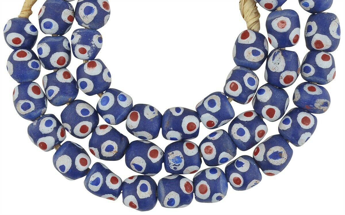 Beads recycled glass powder Krobo tribal necklace Ghana African - Tribalgh