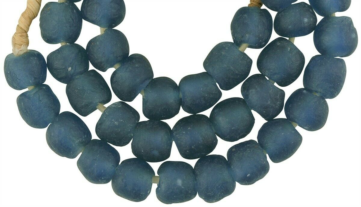 Afrikanische handgemachte Perlen recyceltes Glas Halskette transluzent ethnisch - Tribalgh