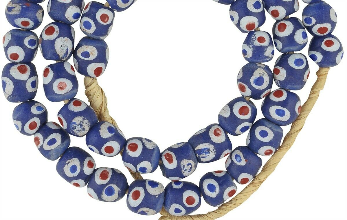 Beads recycled glass powder Krobo tribal necklace Ghana African - Tribalgh