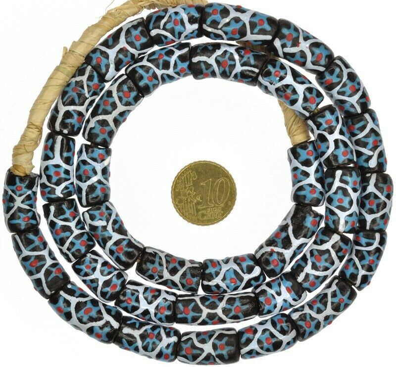 Afrikanische Perlen aus recyceltem Pulverglas Krobo handgemachte Halskette Ghana - Tribalgh