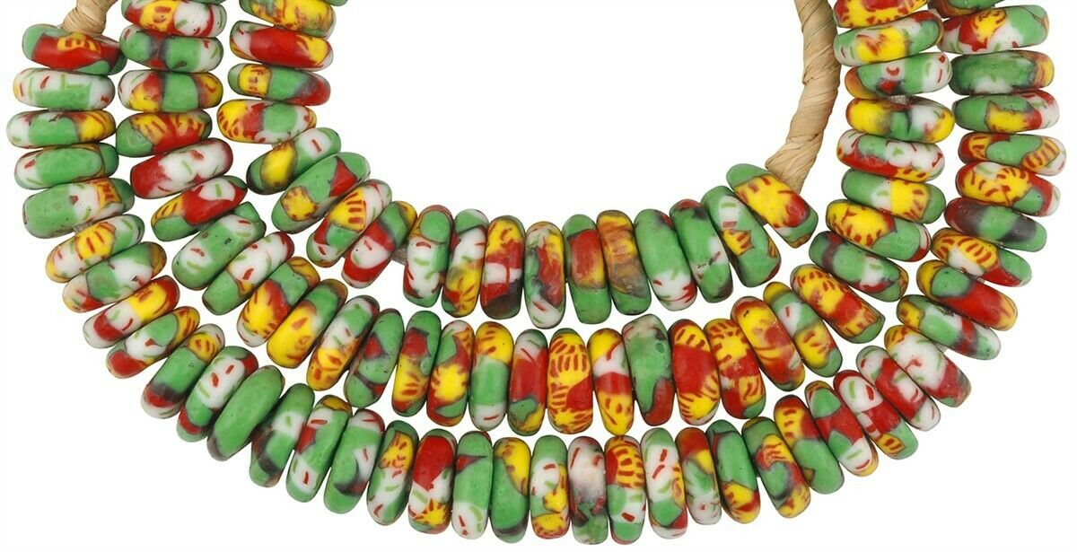 African recycled beads handmade ceremonial necklace Ghana - Tribalgh