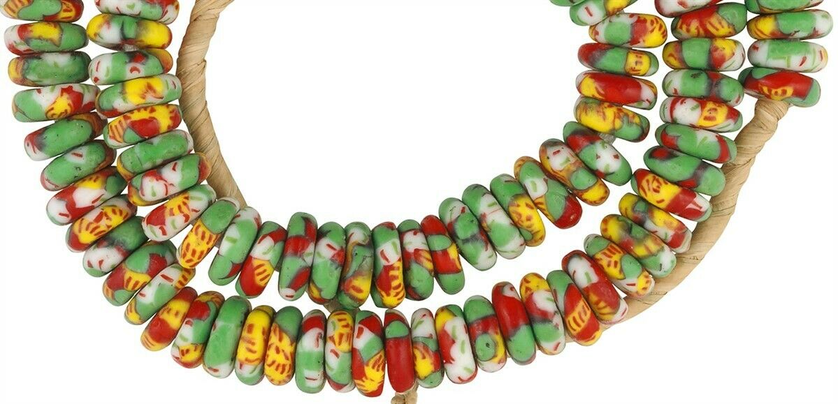 African recycled beads handmade ceremonial necklace Ghana - Tribalgh