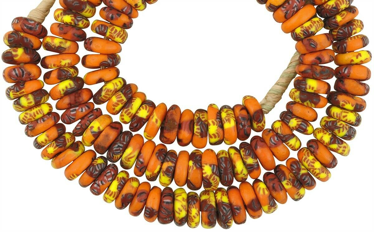 Krobo Perlen recyceltes Glas handgefertigte durchscheinende Scheiben Abstandshalter Afrikanisch - Tribalgh