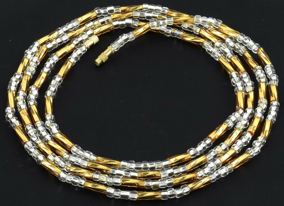 Perles de taille chaîne ventre africain corps bijoux en verre faits à la main Ghana - Tribalgh